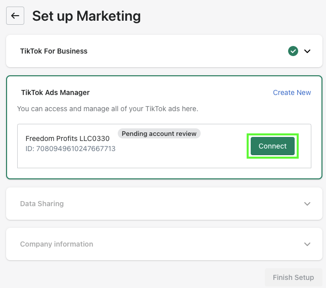 Setup TikTok ads manager